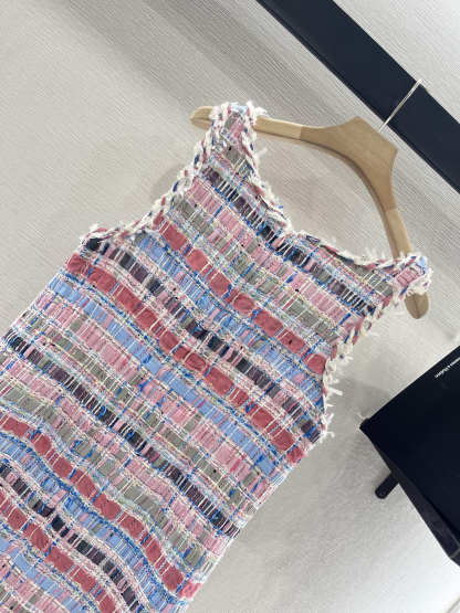 CHANE25SS Colorful Woven Vest Skirt