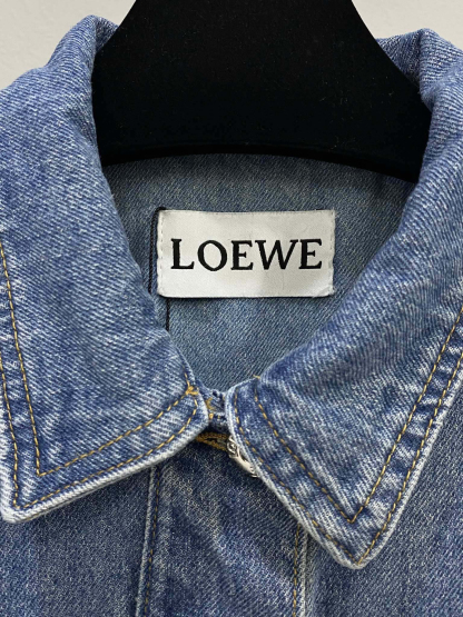 LOE25SS leather embossed logo denim jacket