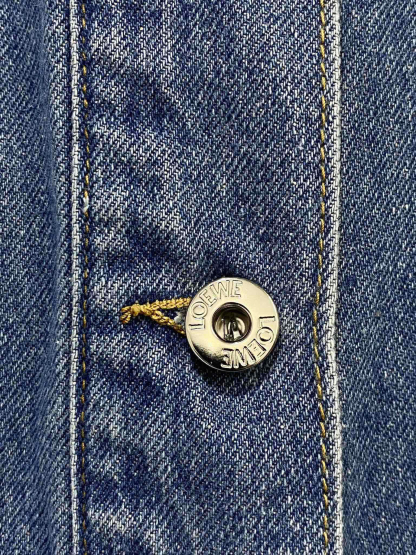 LOE25SS leather embossed logo denim jacket