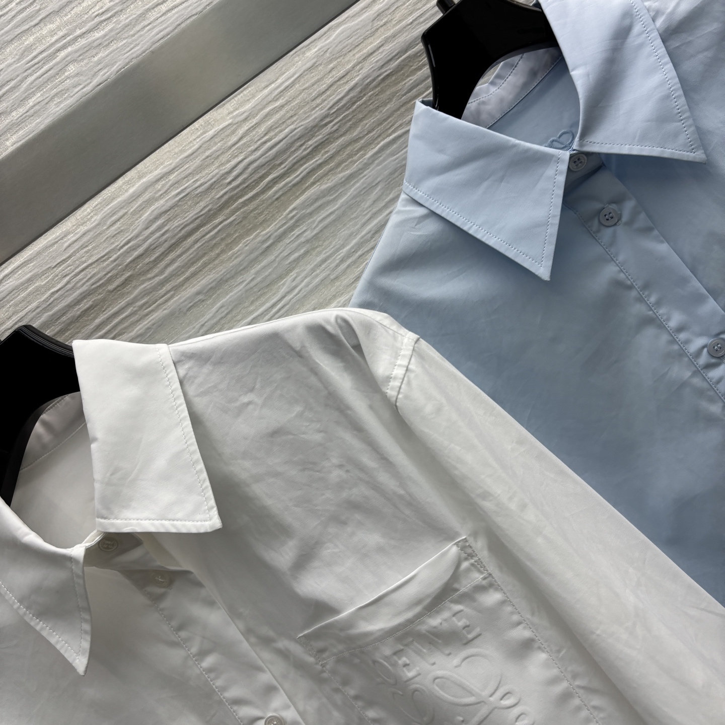 LOE25SS Hollow out lace patchwork shirt