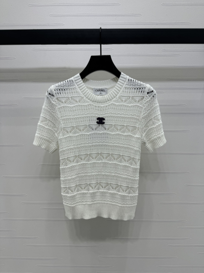 CHANE25SS Cut-out knit short sleeve
