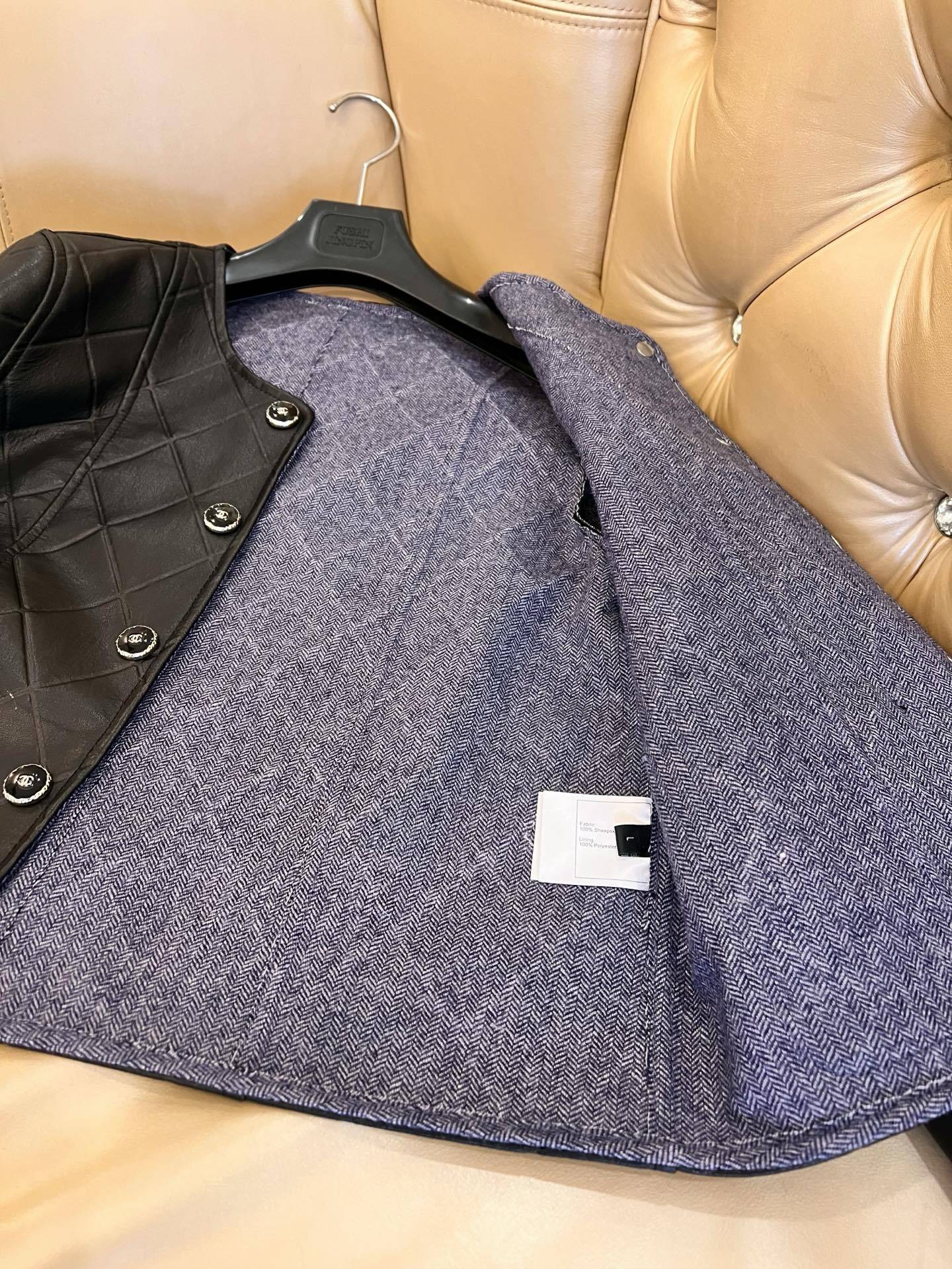 CHANE25SS diamond-print leather jacket