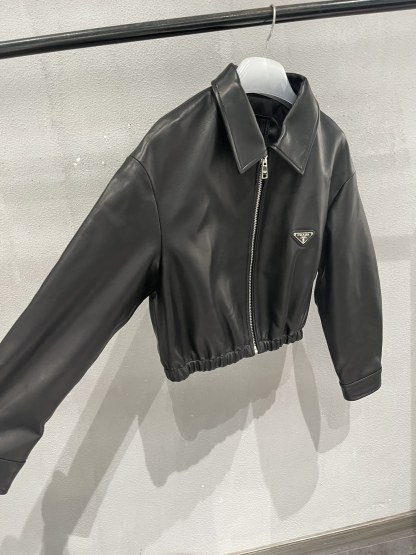 PRAD sheepskin wide version short baseball jacket