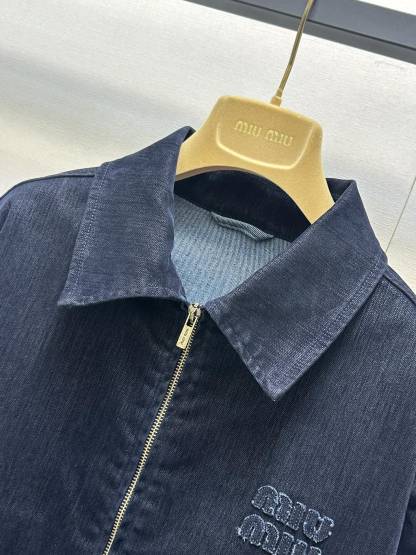MIU25SS denim zipper jacket
