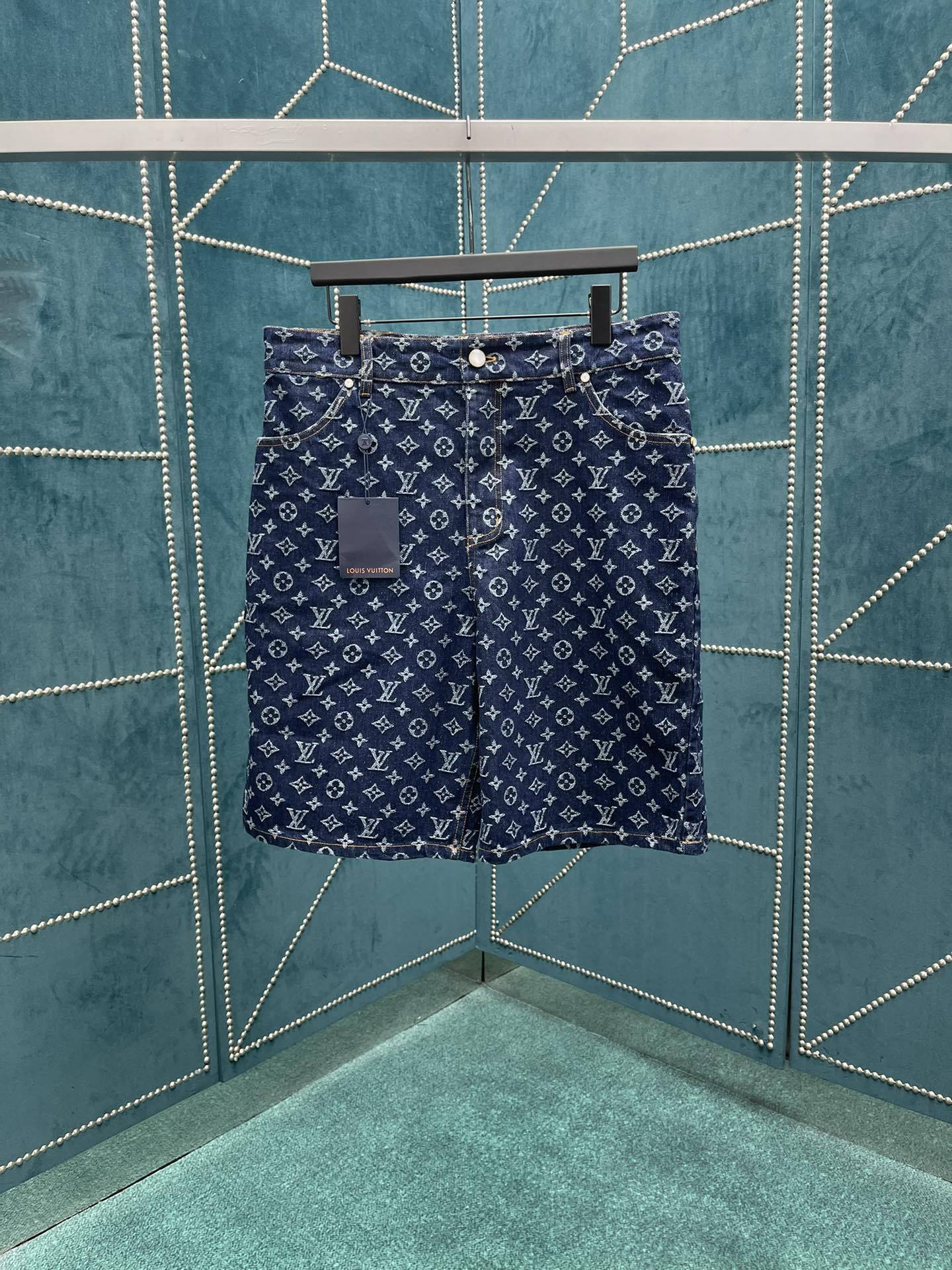 LU 25SS Colorblocked Denim Shorts