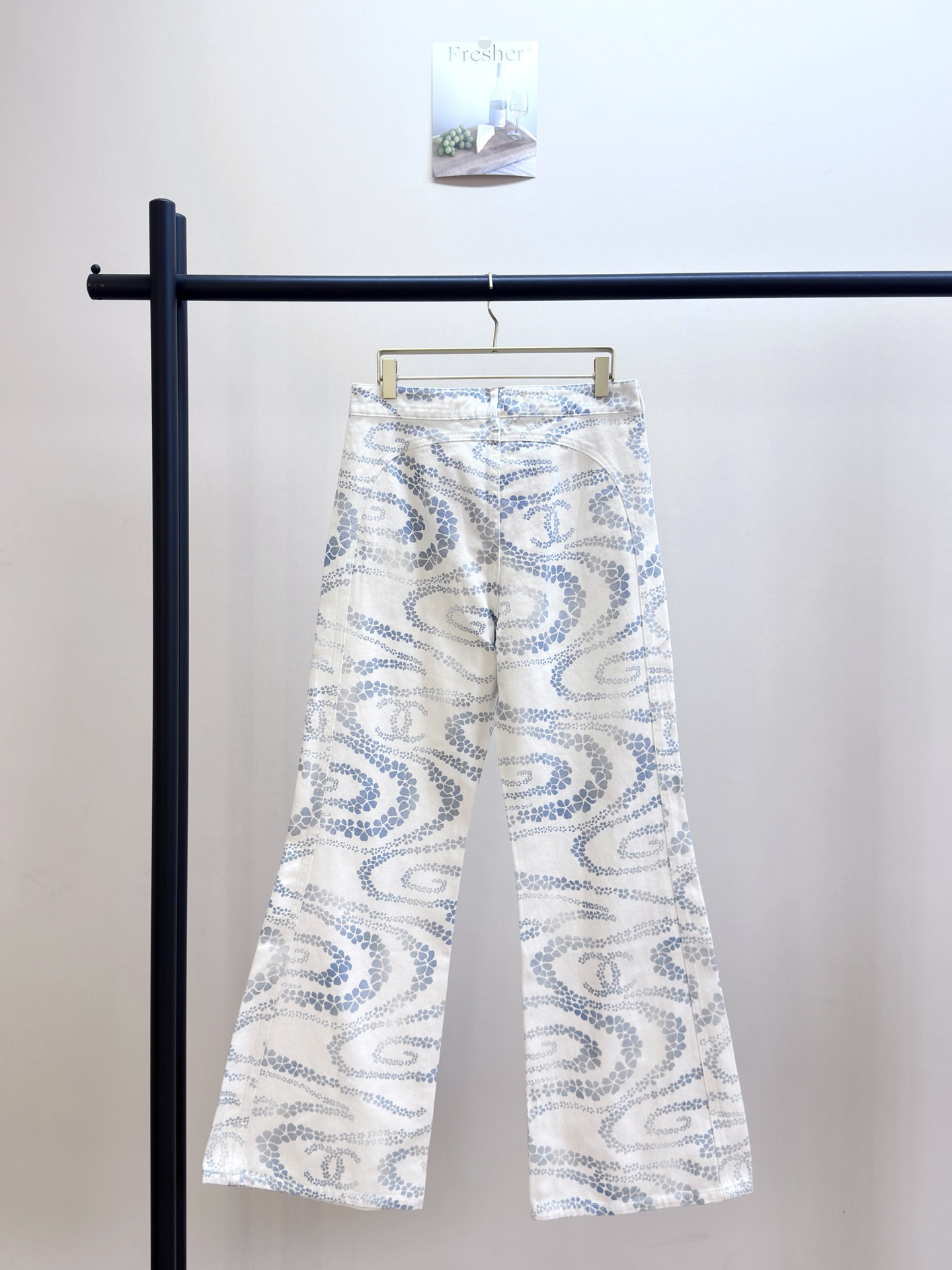 CHANE25SS printed denim micro trousers