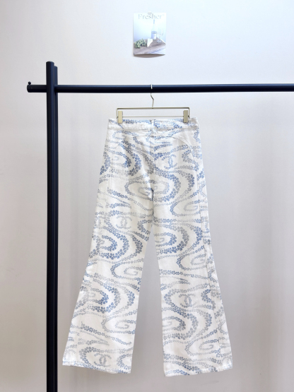 CHANE25SS printed denim micro trousers