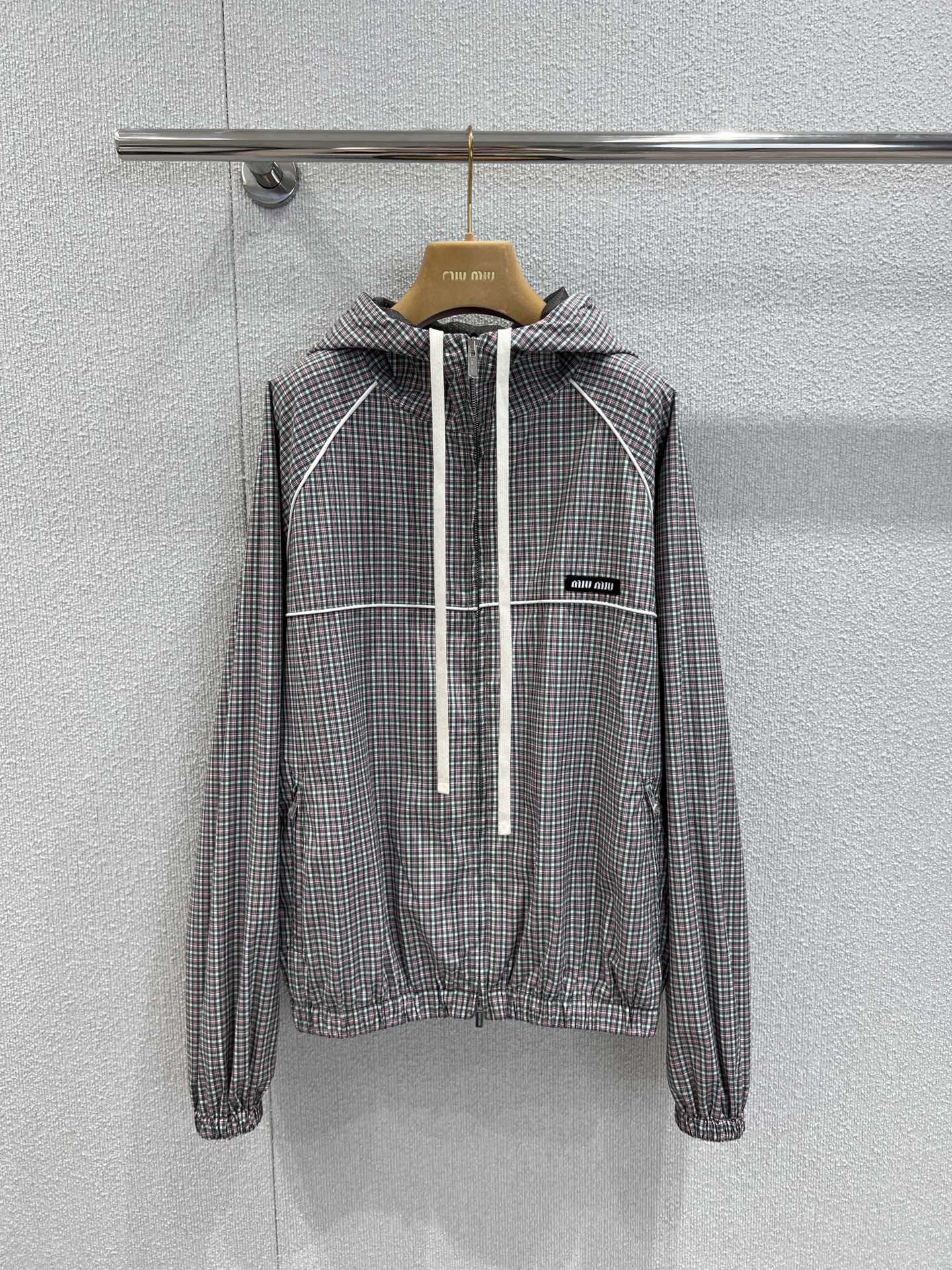 MM 2025SS Plaid hooded zipper windbreaker jacket