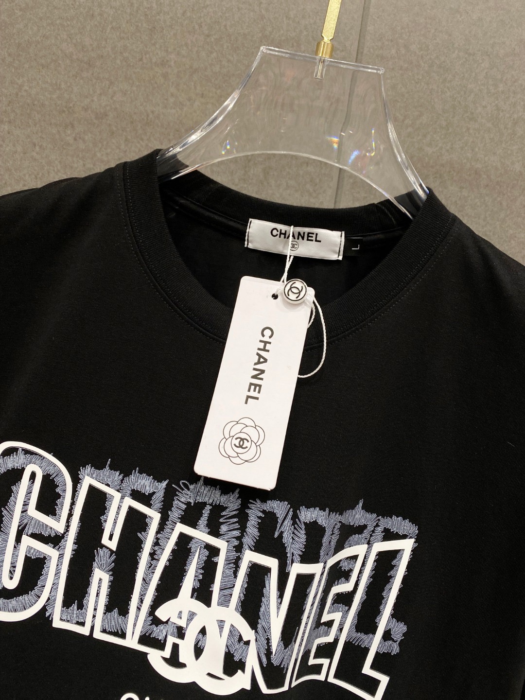 CHAN Skeleton Letter Print T Short Sleeve Shirt