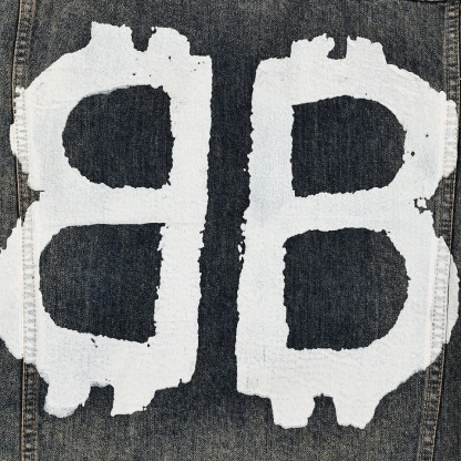 BA Bit Double Coin Graffiti Print Denim Jacket