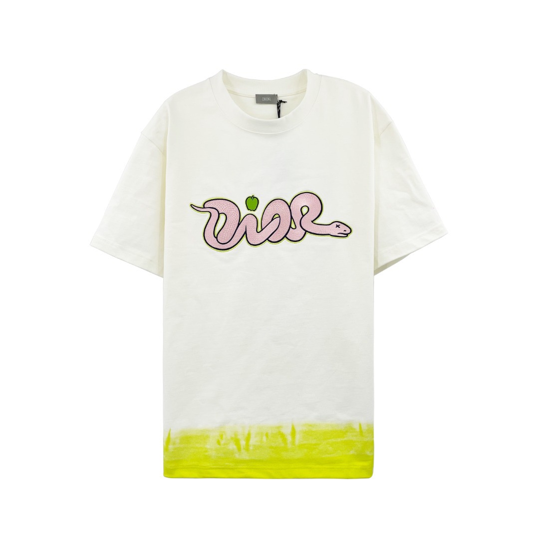 DIA Gradient color short sleeved T-shirt