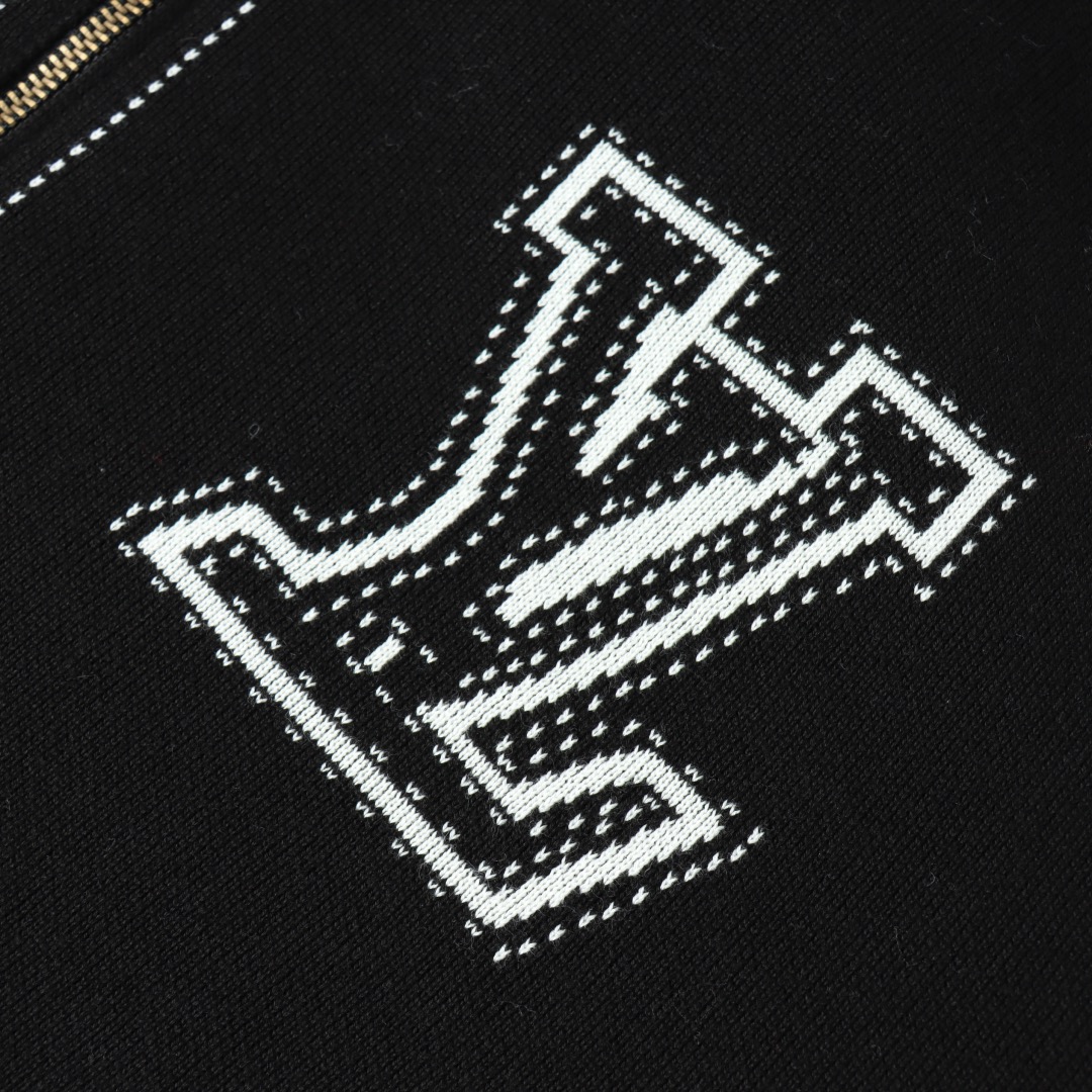 1V Knitted hooded zipper jacket