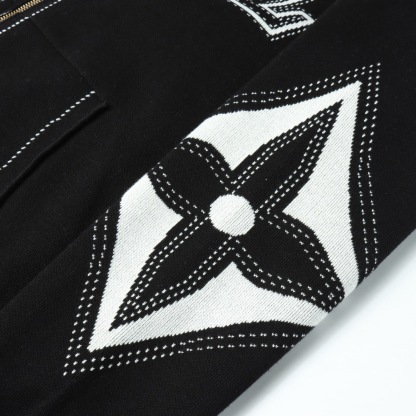 1V Knitted hooded zipper jacket