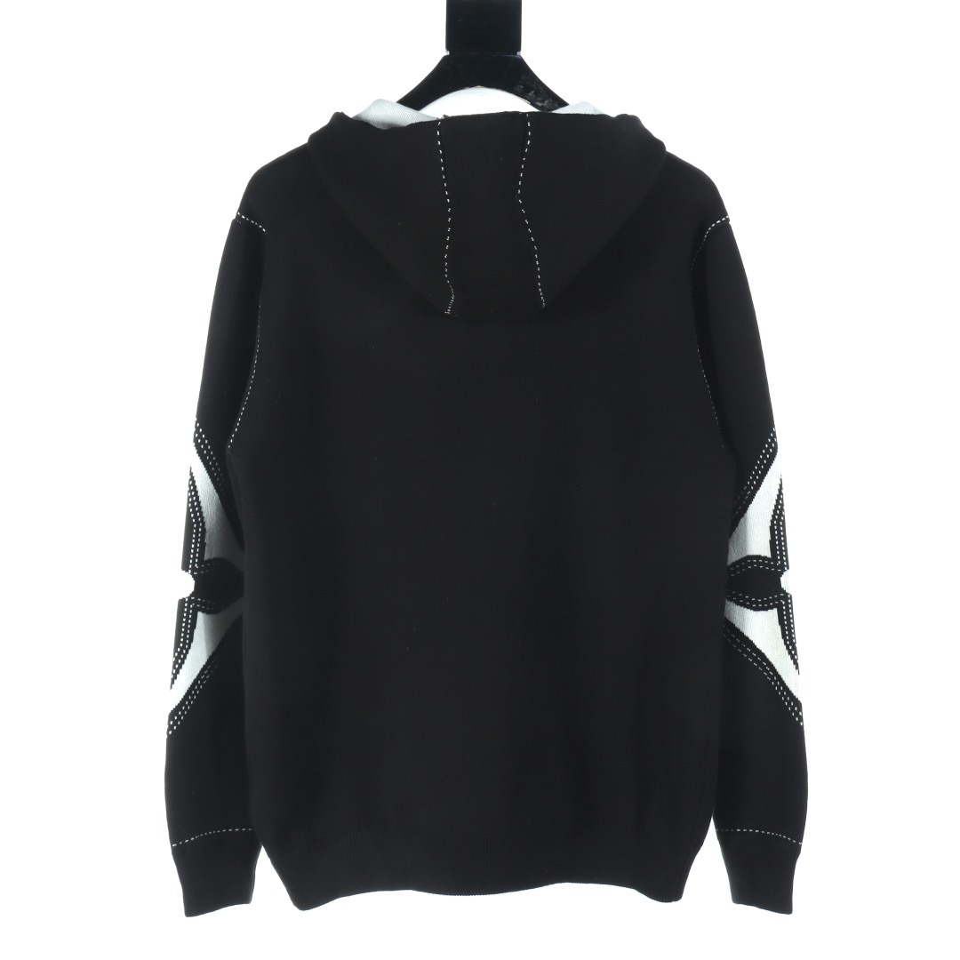 1V Knitted hooded zipper jacket