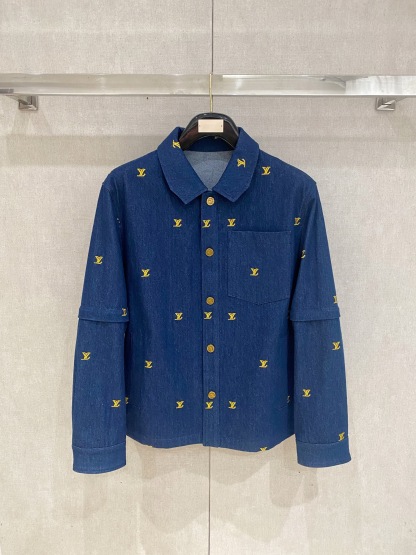 1V Denim denim small logo embroidered jacket with detachable sleeves for 2 outfits