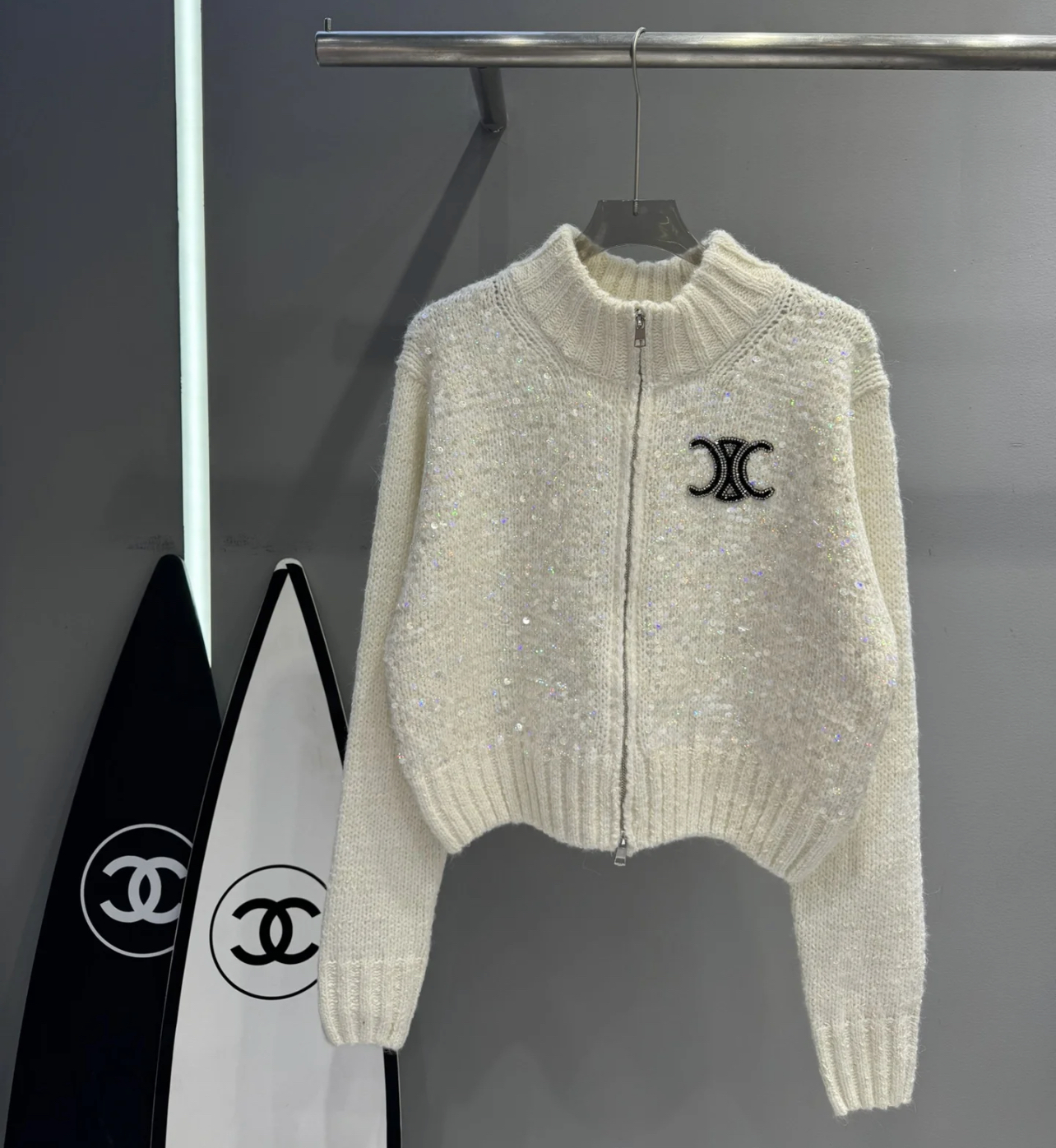 SL Sequin zipper sweater