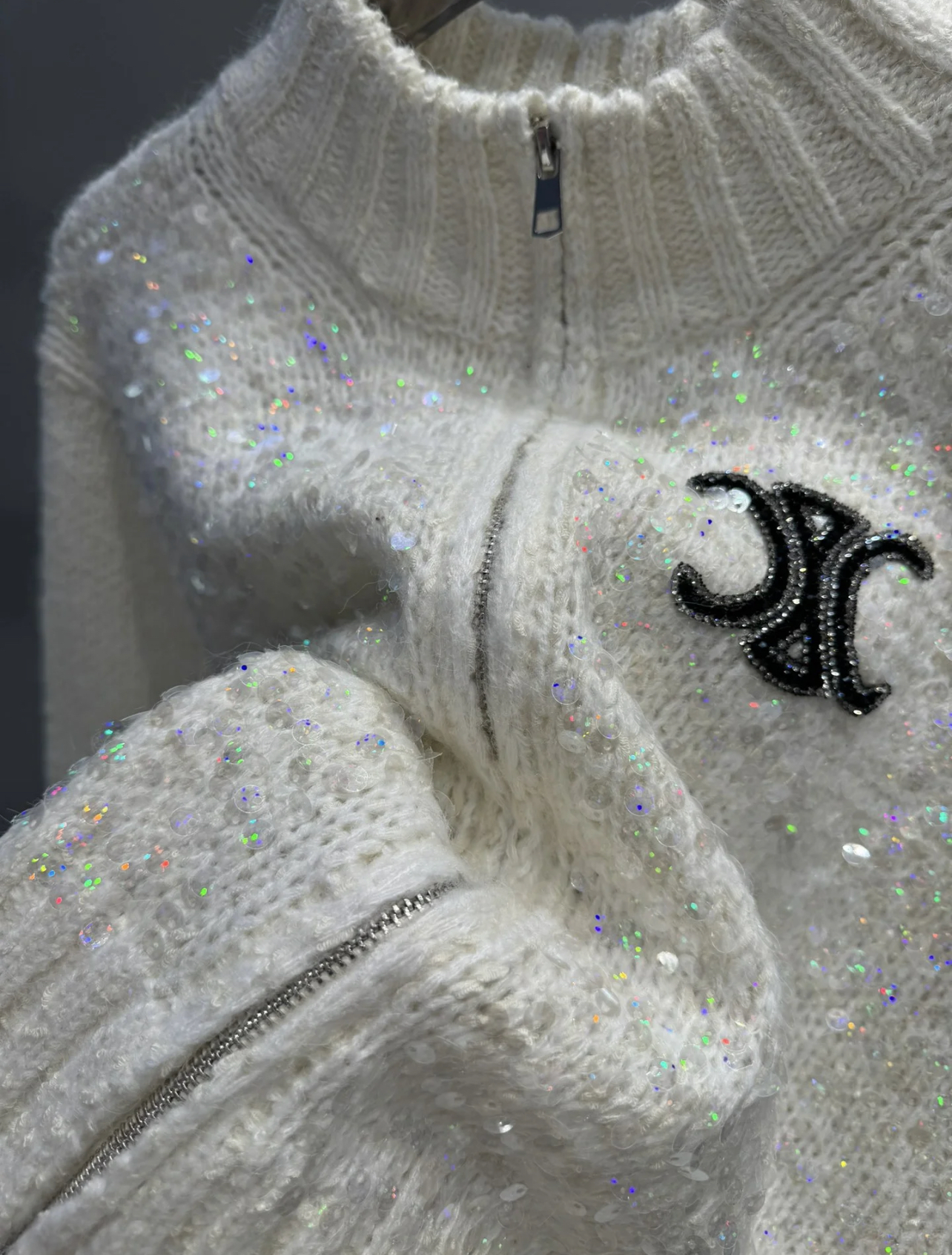 SL Sequin zipper sweater