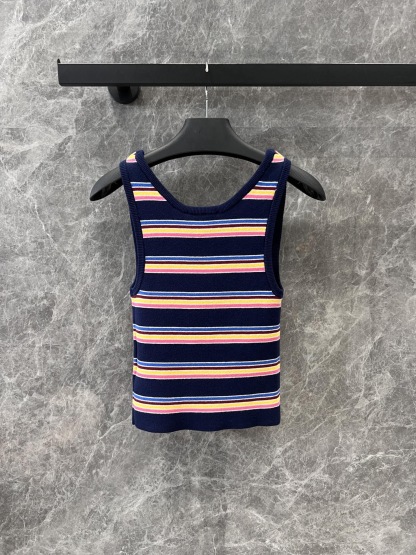 PLD V-neck color stripe knitted sling