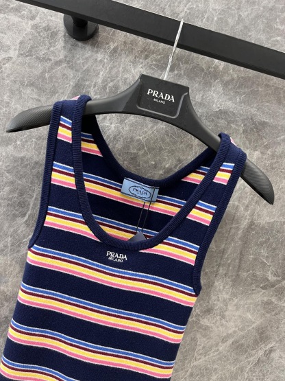 PLD V-neck color stripe knitted sling