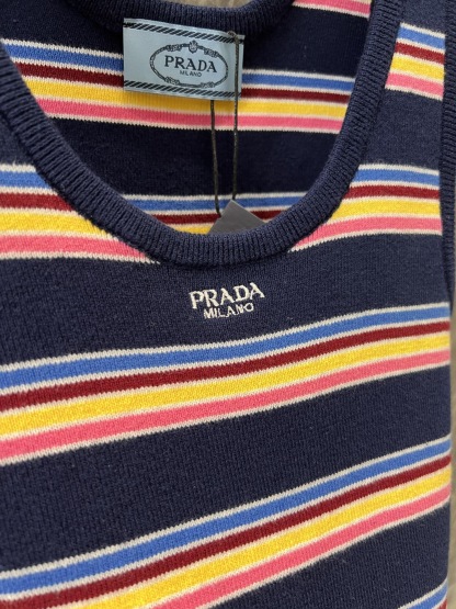 PLD V-neck color stripe knitted sling