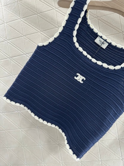 CLIN 25SS Hawaii Vacation Hollow Hook Flower Triumphal Arch Knitted Tank Top