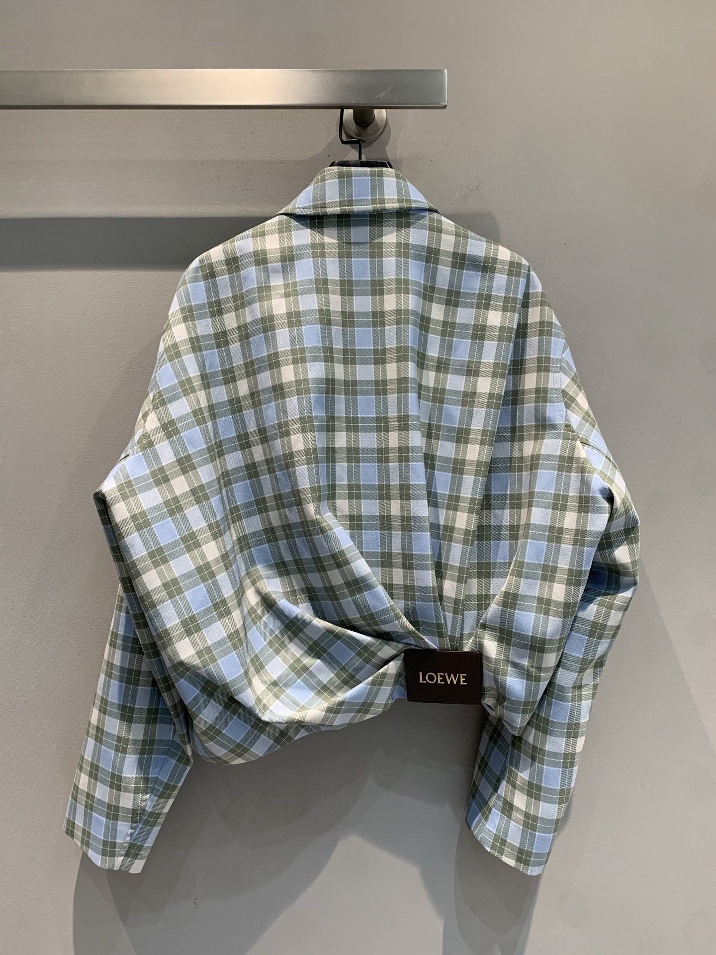 LEW 2025SS Wrinkled leather tag plaid jacket