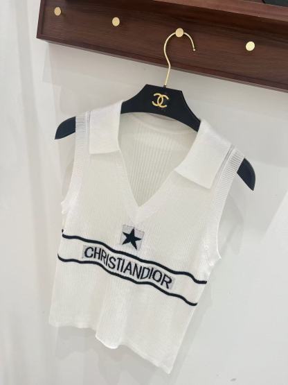 DR26 Polo lapel V-neck sleeveless knit vest
