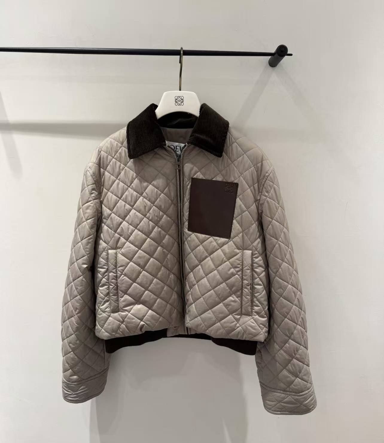 LEW 25SS Corduroy Collar Diamond-Quilted Cotton Jacket