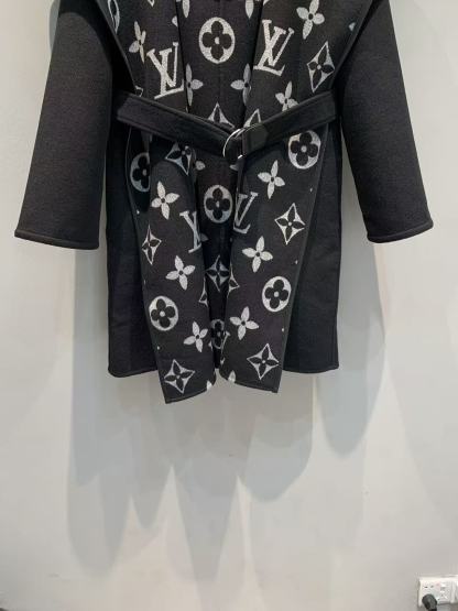 1V 25SS Full printed wrap style hooded woolen windbreaker