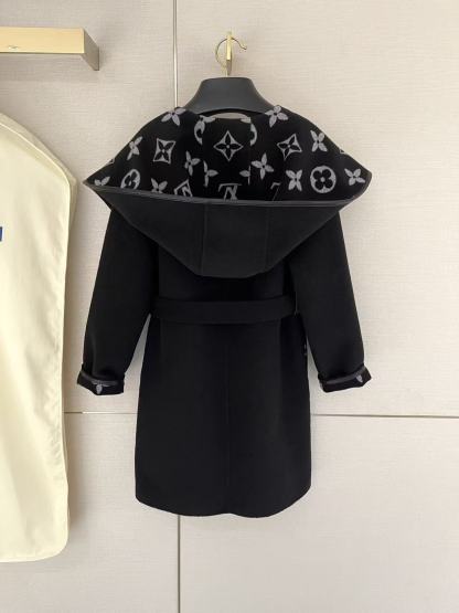 1V 25SS Full printed wrap style hooded woolen windbreaker