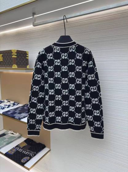 GG Round neck double G letter thick wool cardigan