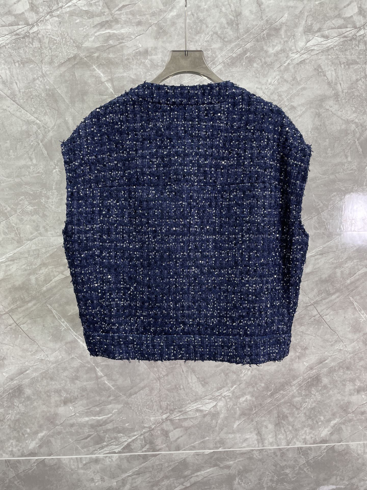 CC 25SS Blue single breasted coarse tweed vest