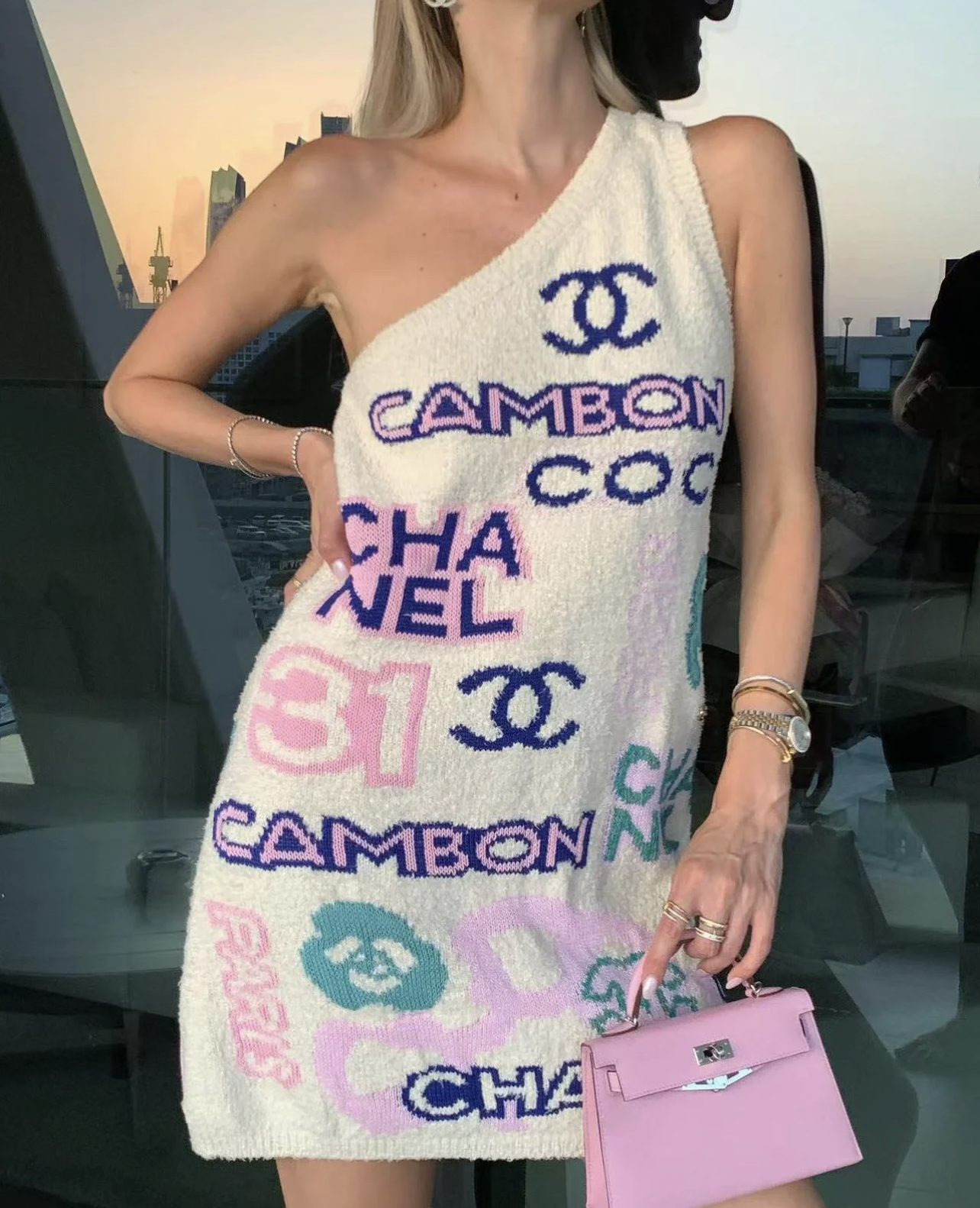 CHNEL furry slouchy dress