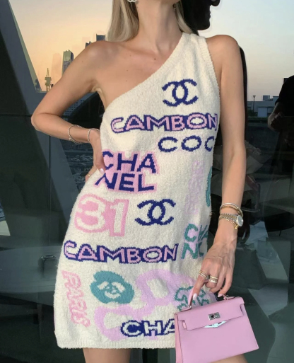 CHNEL furry slouchy dress