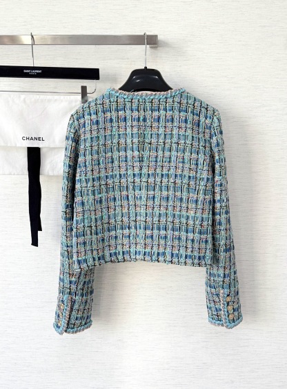 CC 25SS Peacock blue woven short jacket