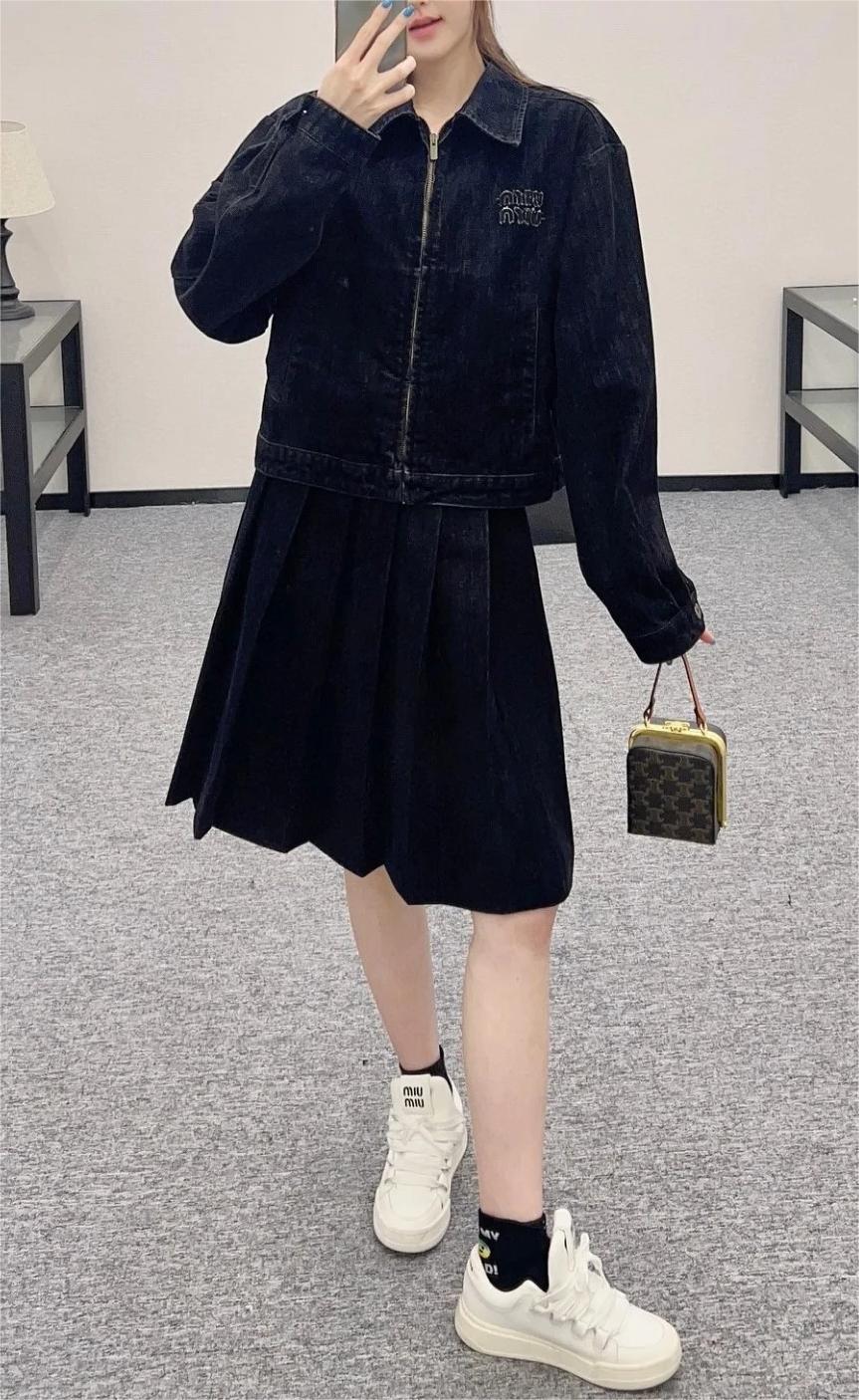MIU25SS denim zipper jacket
