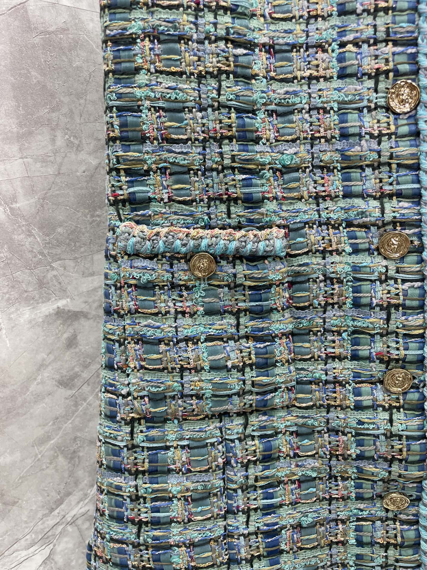 CC 25SS Peacock blue woolen vest skirt