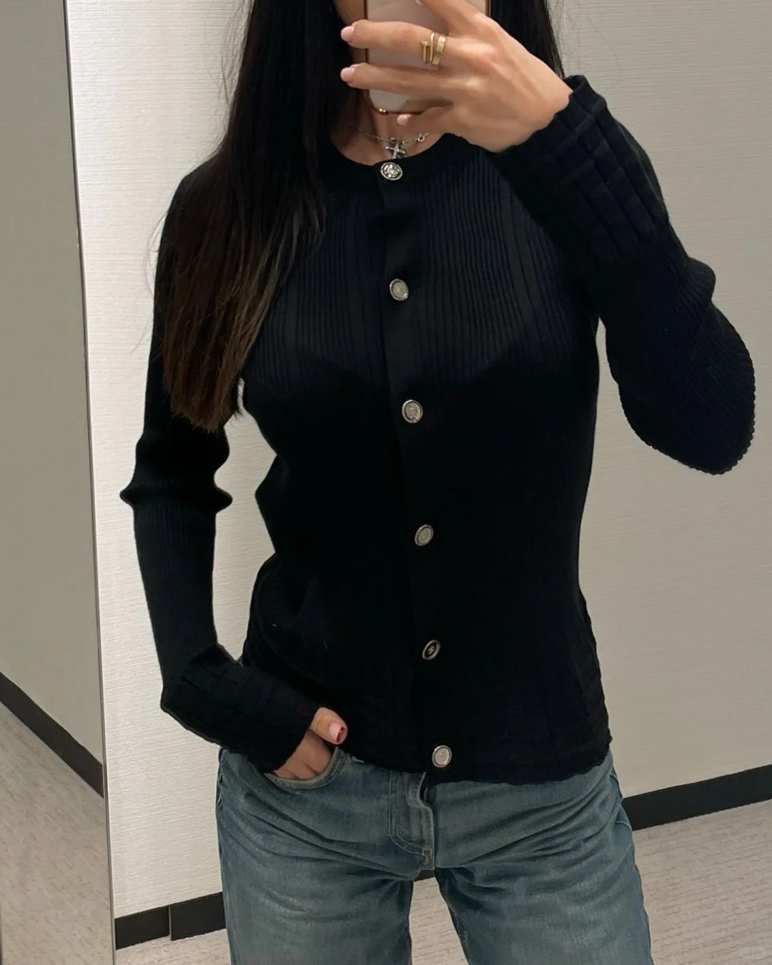 CHANE25SS Slim Fit Knitted Cotton Cardigan