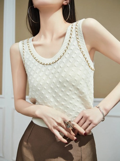 CHANE25SS Slim Fit Knit Vest