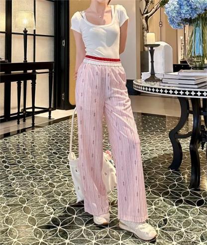 GUCC25SS Striped High Waist Straight Leg Pants