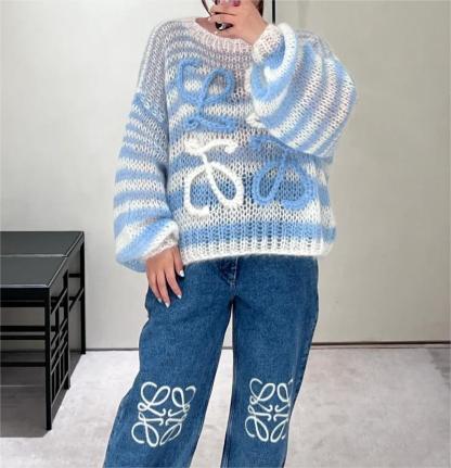 LOE Blue Seahorse Long Sleeve Sweater