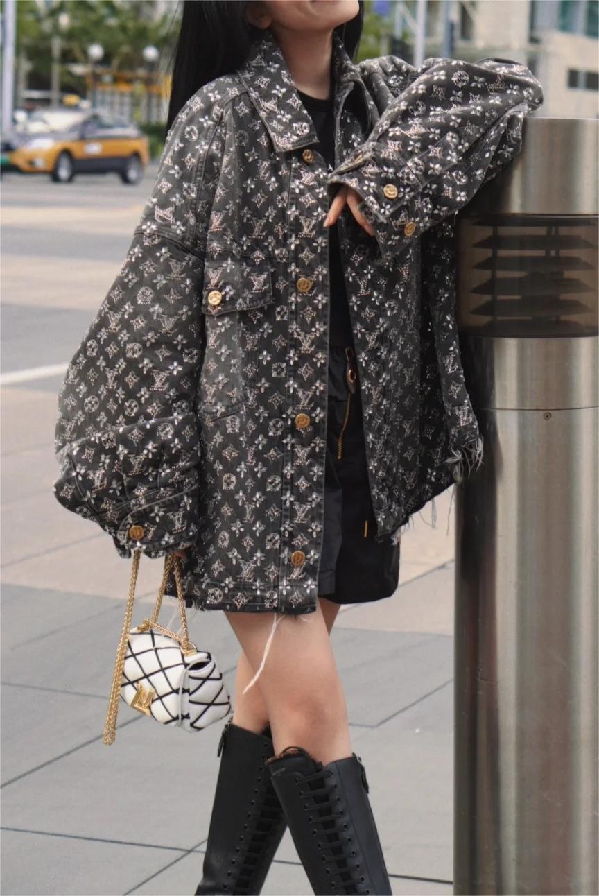 LU Old Flower Full Printed Rhinestone Rawboy Jacket