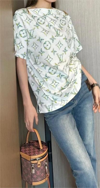 LU One Shoulder Metal Zipper Printed Graphic T-Shirt