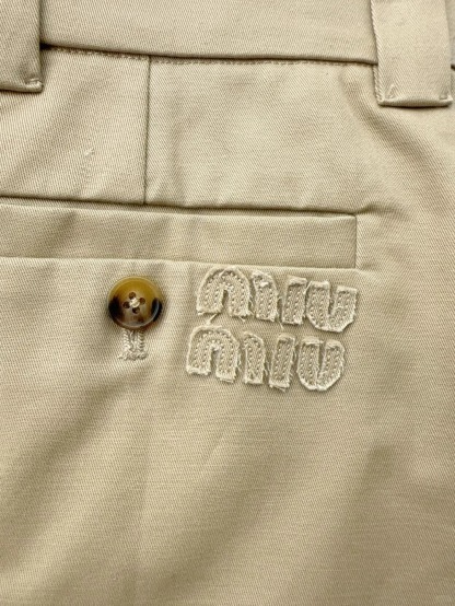 MIU25SS Plaid Patchwork Embroidered Letter Half Skirt