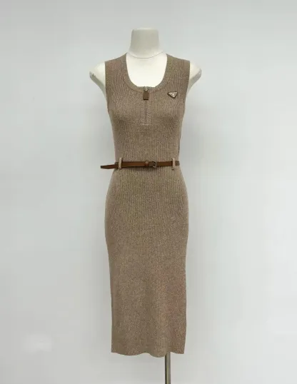 PRD Paper doll style triangle logo half-zip knitted dress