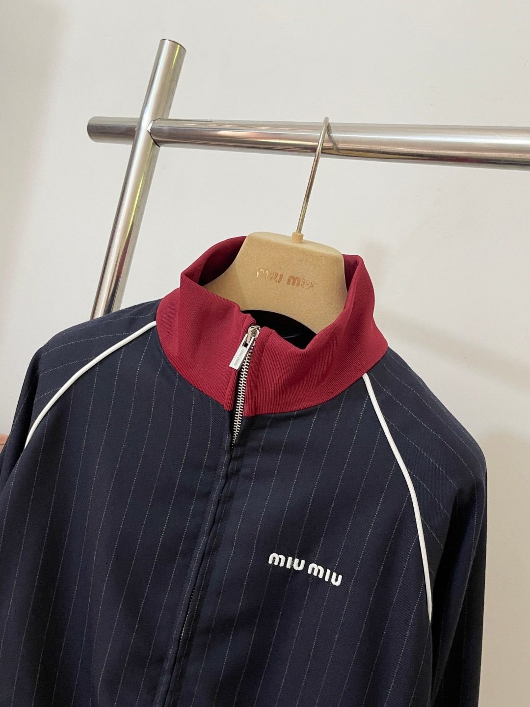 MM 2025SS Striped college style sports zipper jacket