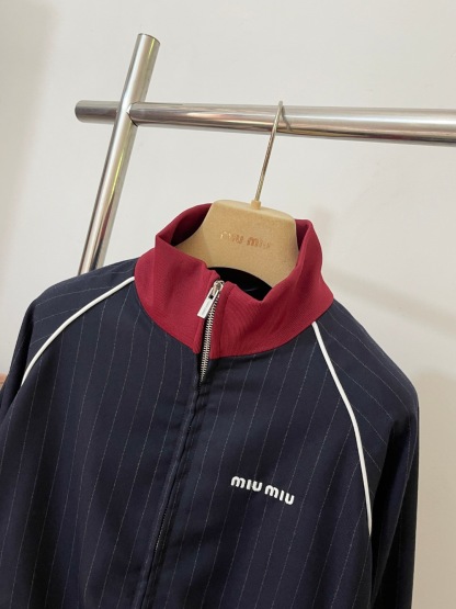 MM 2025SS Striped college style sports zipper jacket