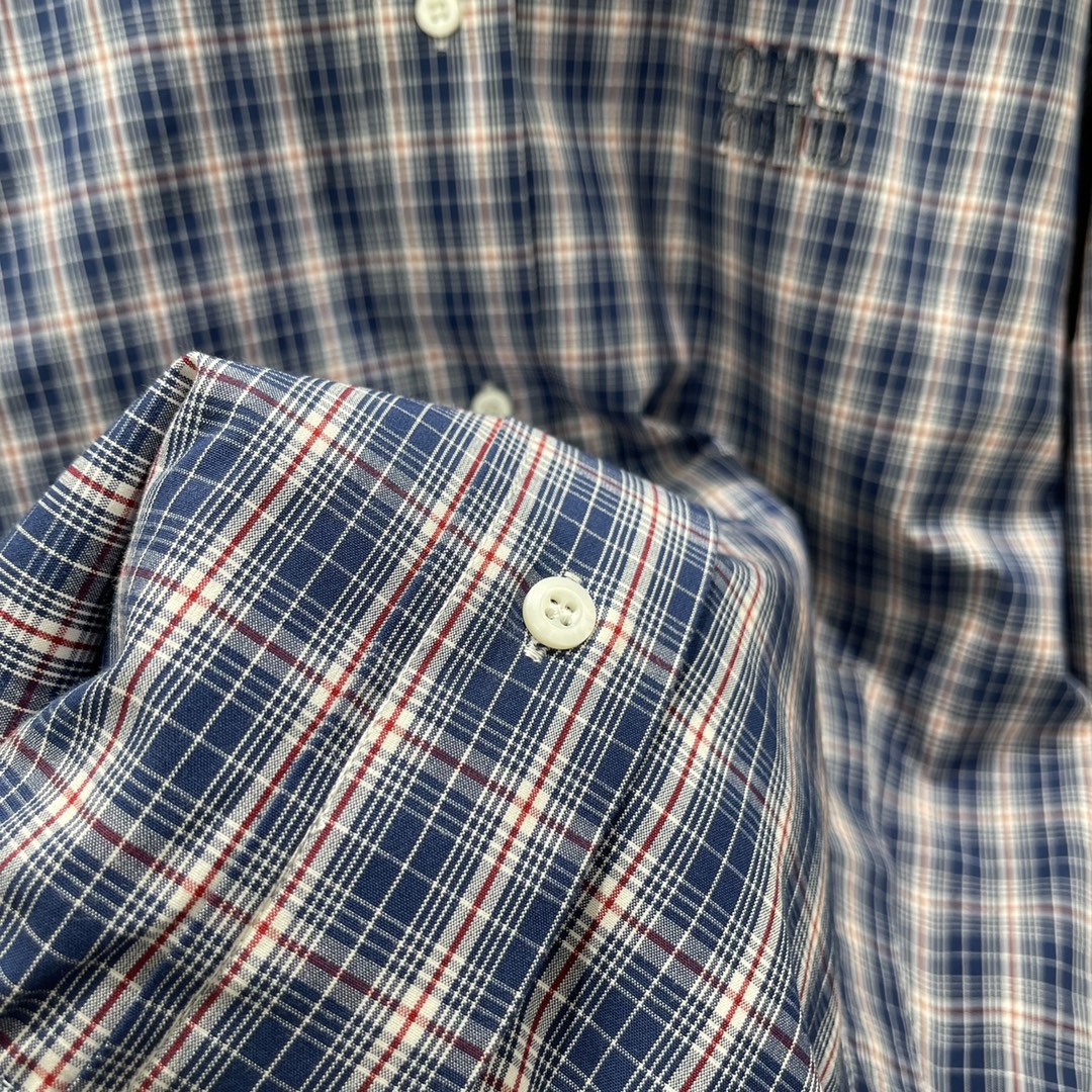 MM 2025SS Blue checkered lapel jacket