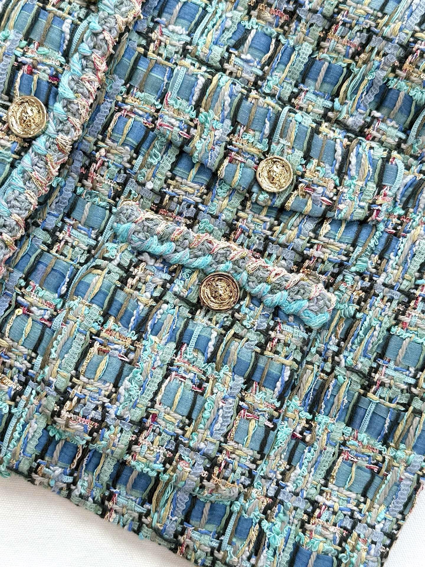 CC 25SS Peacock blue woven short jacket