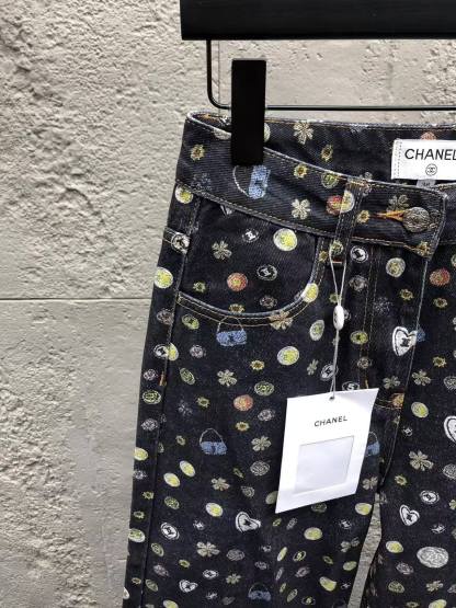 CC 2025SS 3D printed color patterned straight leg jeans